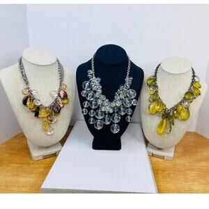 Set of 3 Statement Acrylic Necklaces - Multicolor